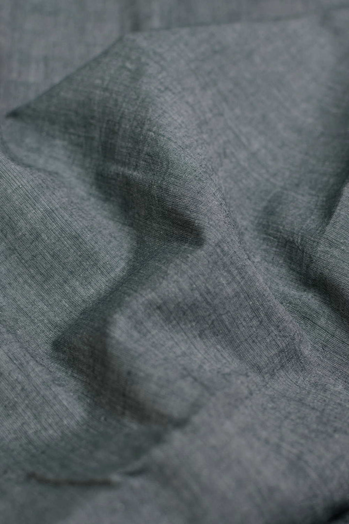 Greyish Green Handwoven Mul Cotton Fabric