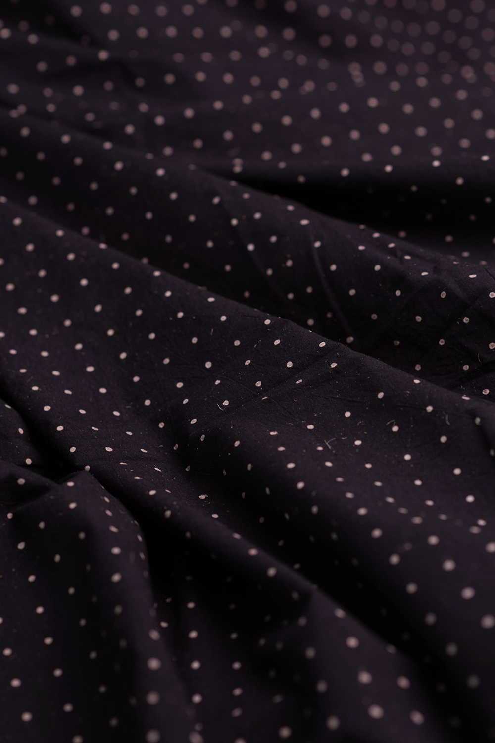 Tiny Dot - Pitch Black Ajrak Cotton Fabric