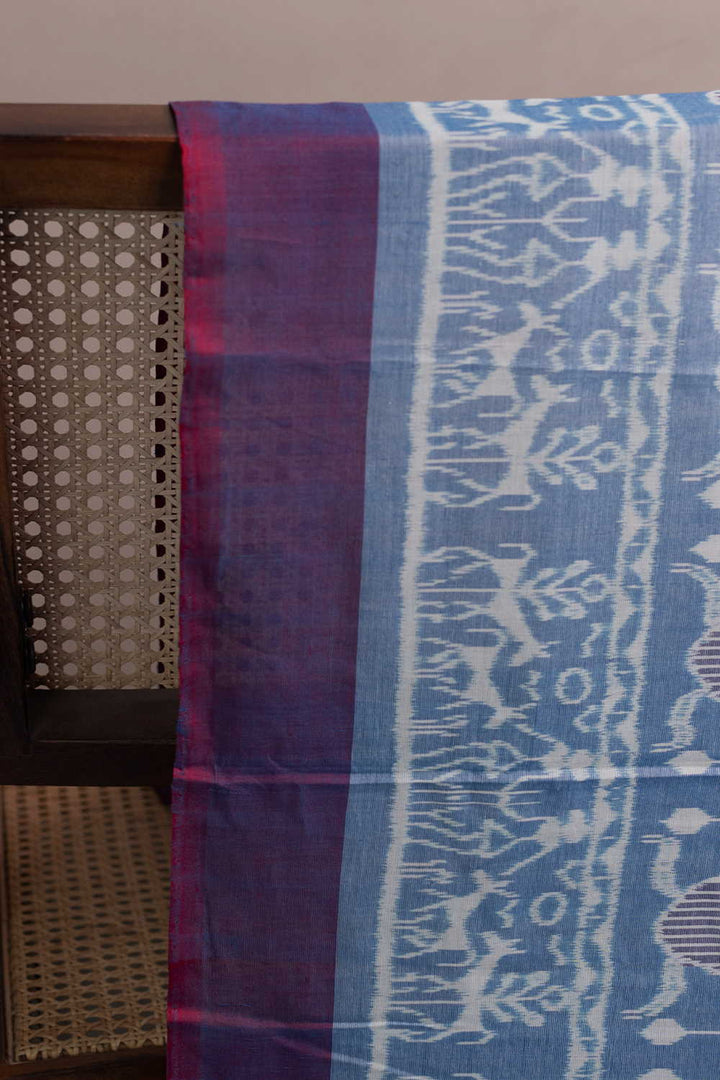 Light Blue Orissa Ikat Cotton Fabric