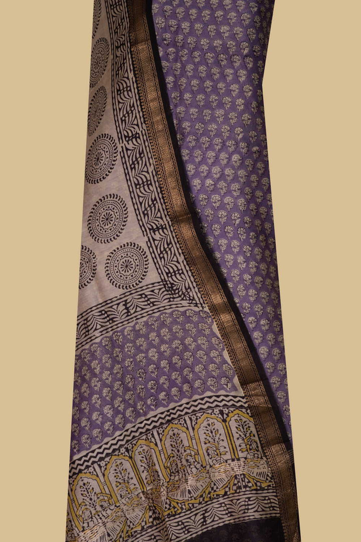Purple Maheshwari Silk Cotton Suit