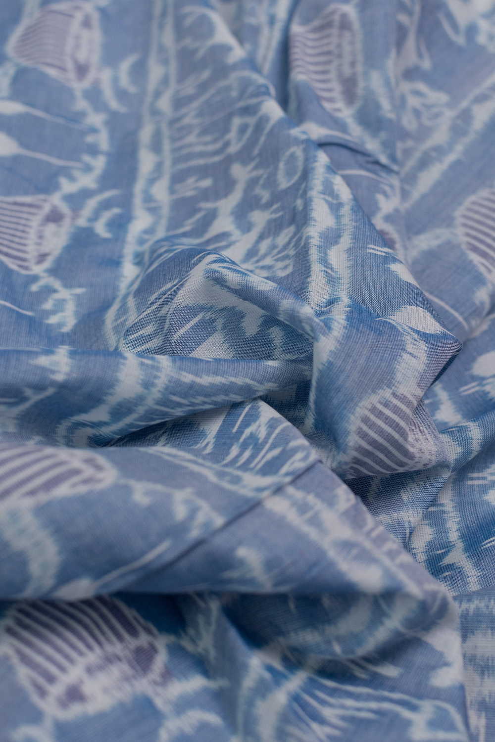 Light Blue Orissa Ikat Cotton Fabric