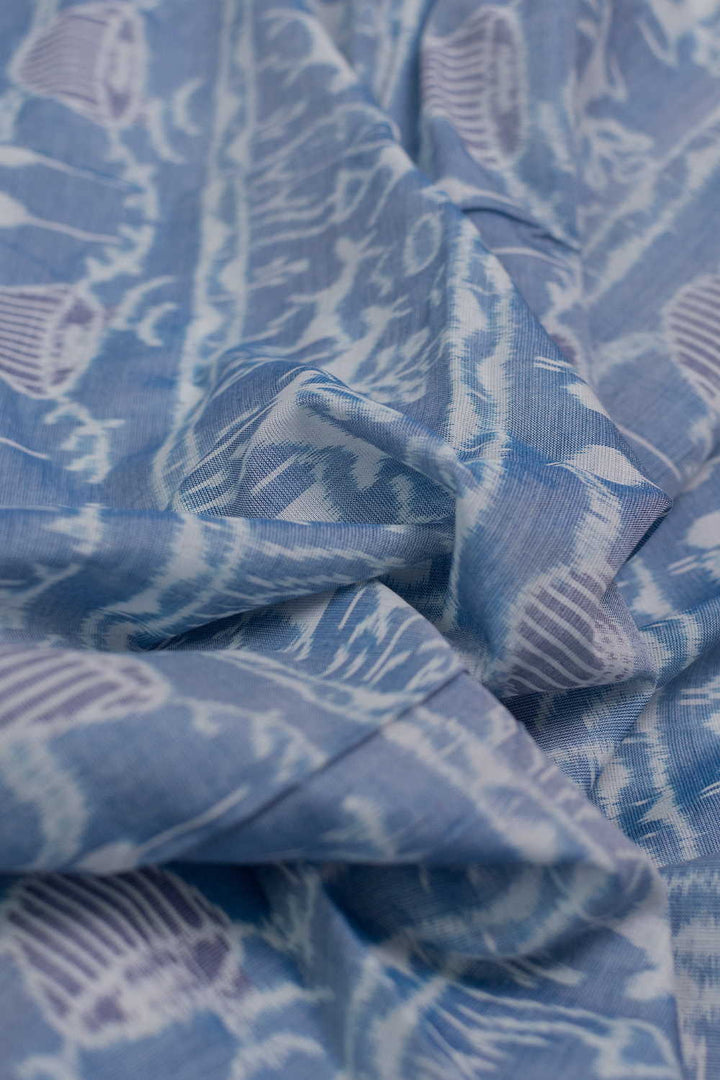 Light Blue Orissa Ikat Cotton Fabric