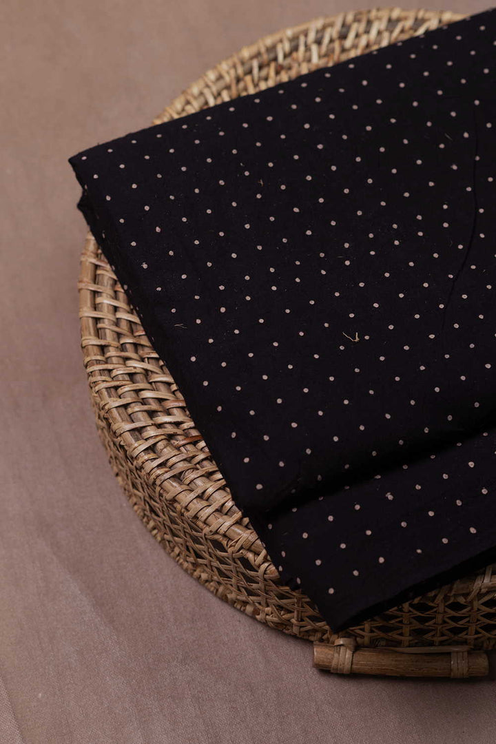 Tiny Dot - Pitch Black Ajrak Cotton Fabric