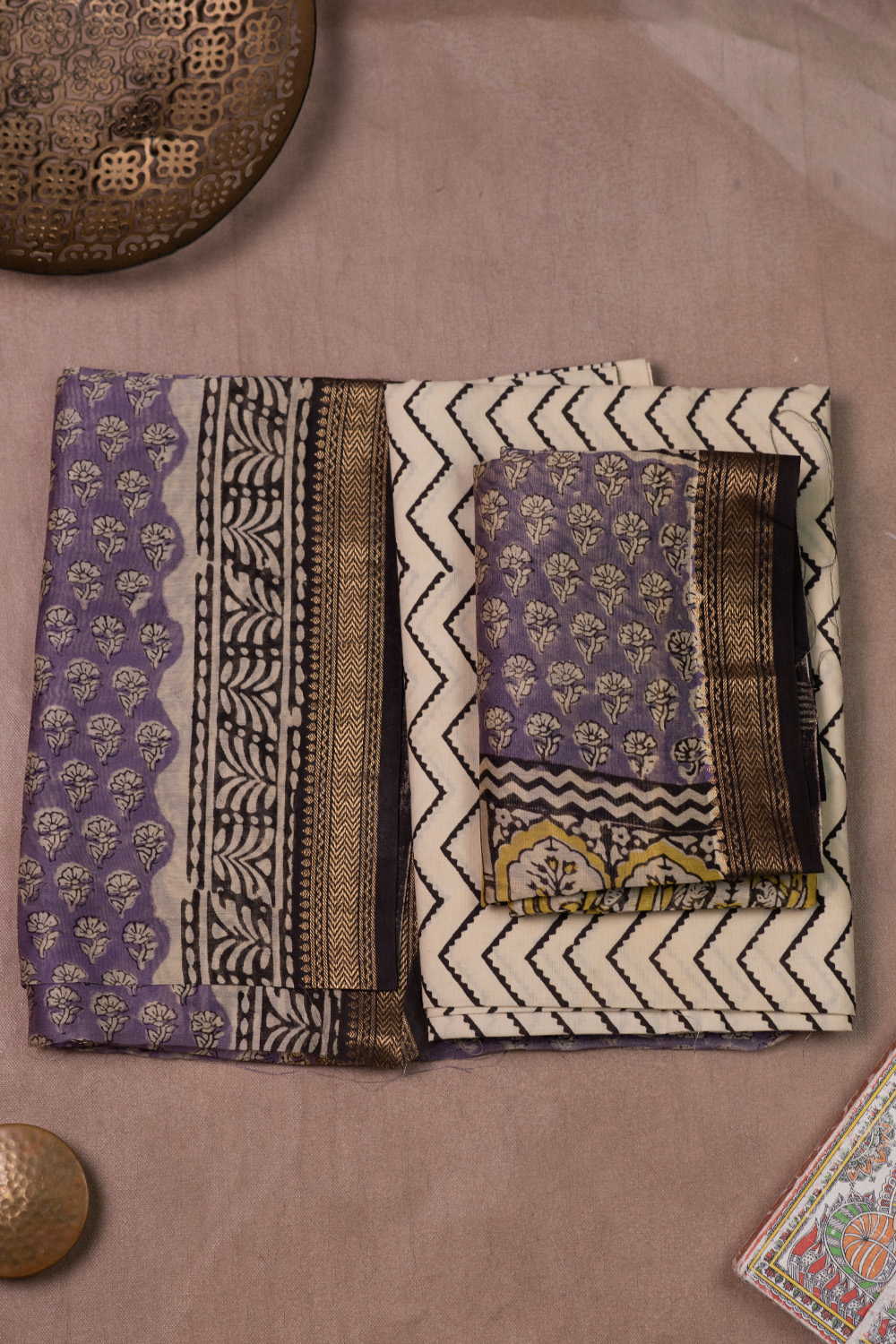 Purple Maheshwari Silk Cotton Suit