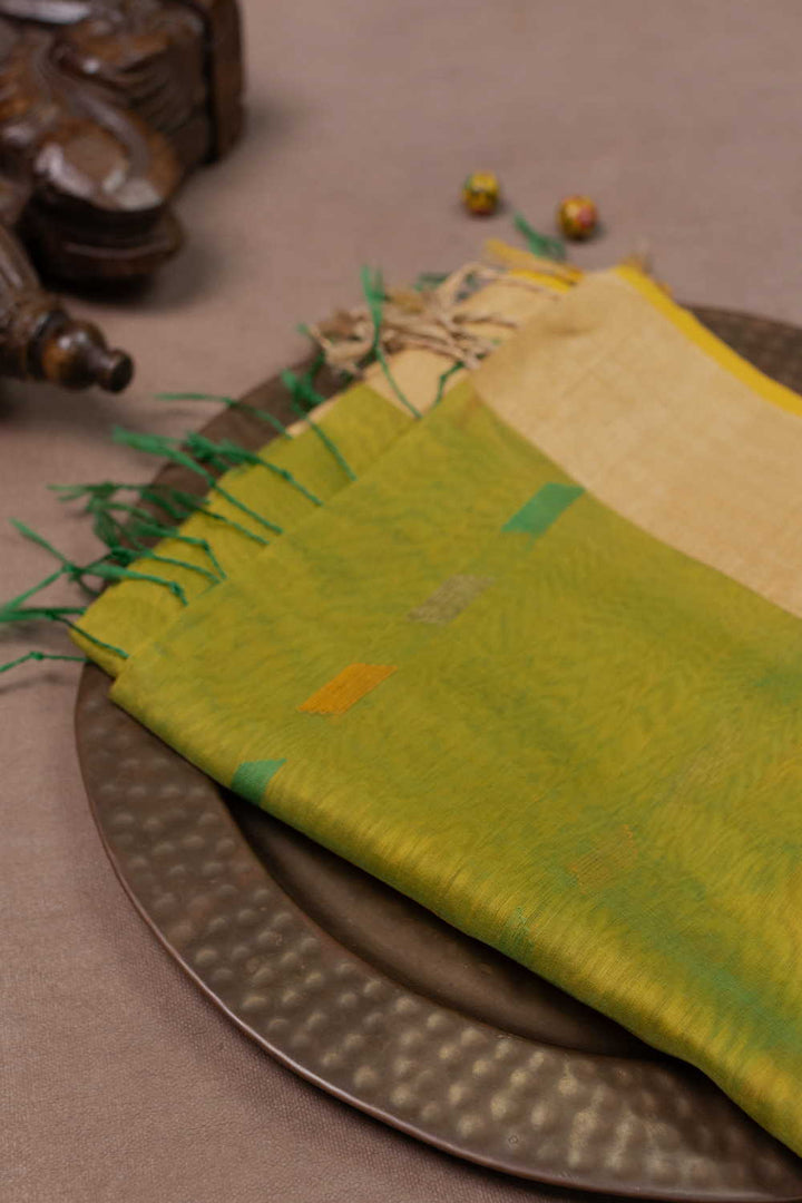 Twin Shaded Green Chanderi Silk Cotton Dupatta