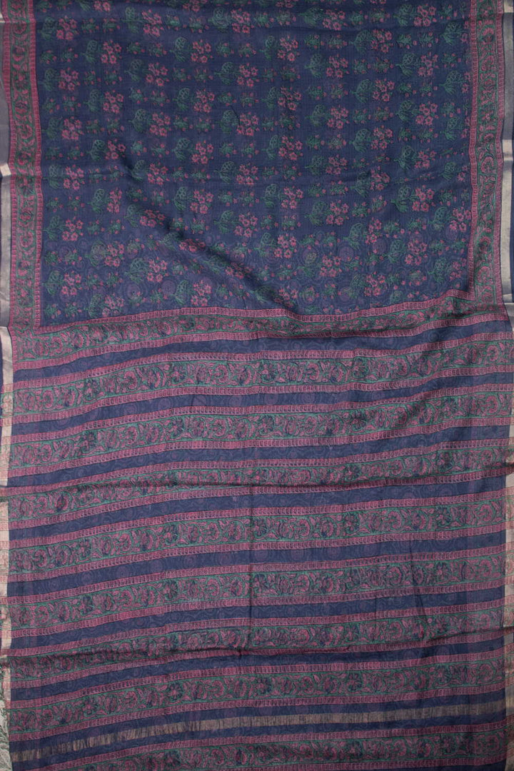 Pink with Green Floral Kota Cotton Saree