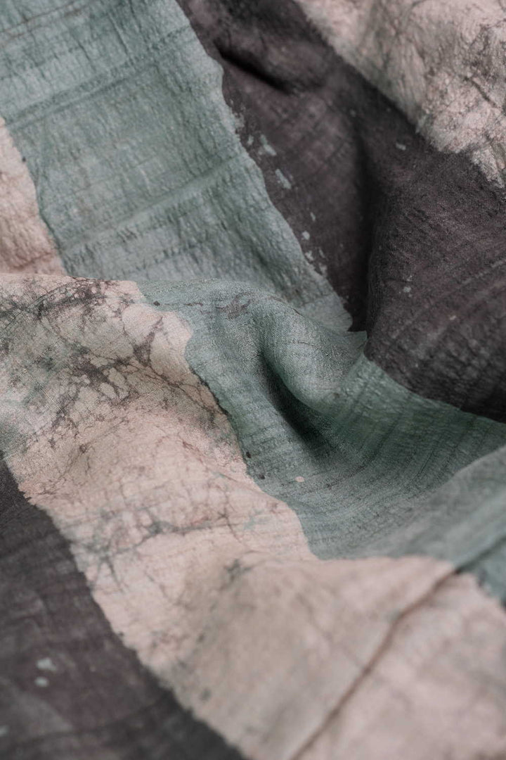 Block Printed Tussar Fabric - Matkatus 