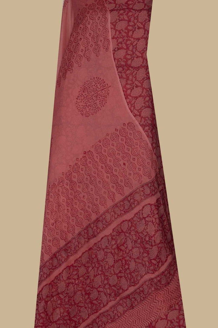 Red Garden Block Printed Mul Cotton Suit