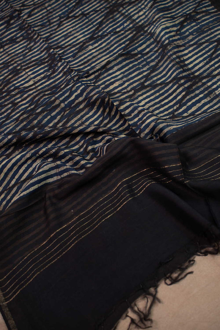 Patterned Block Printed Chanderi Dupatta
