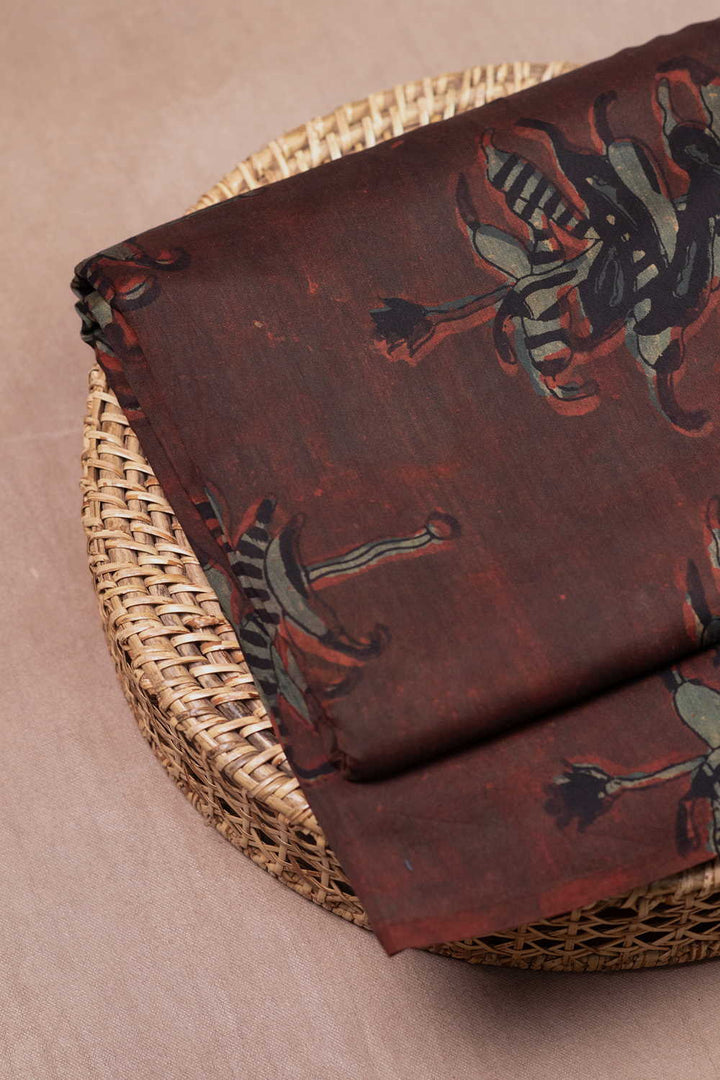 Block Printed Silk Cotton Fabric - Matkatus 