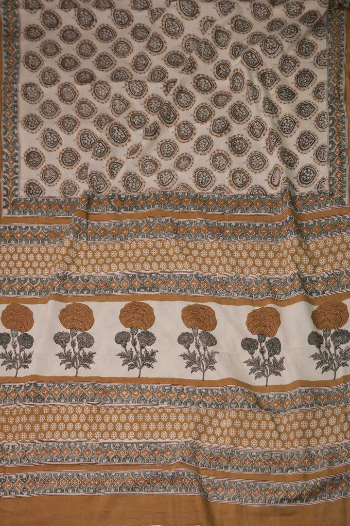 Block Printed Cotton Saree - Matkatus 