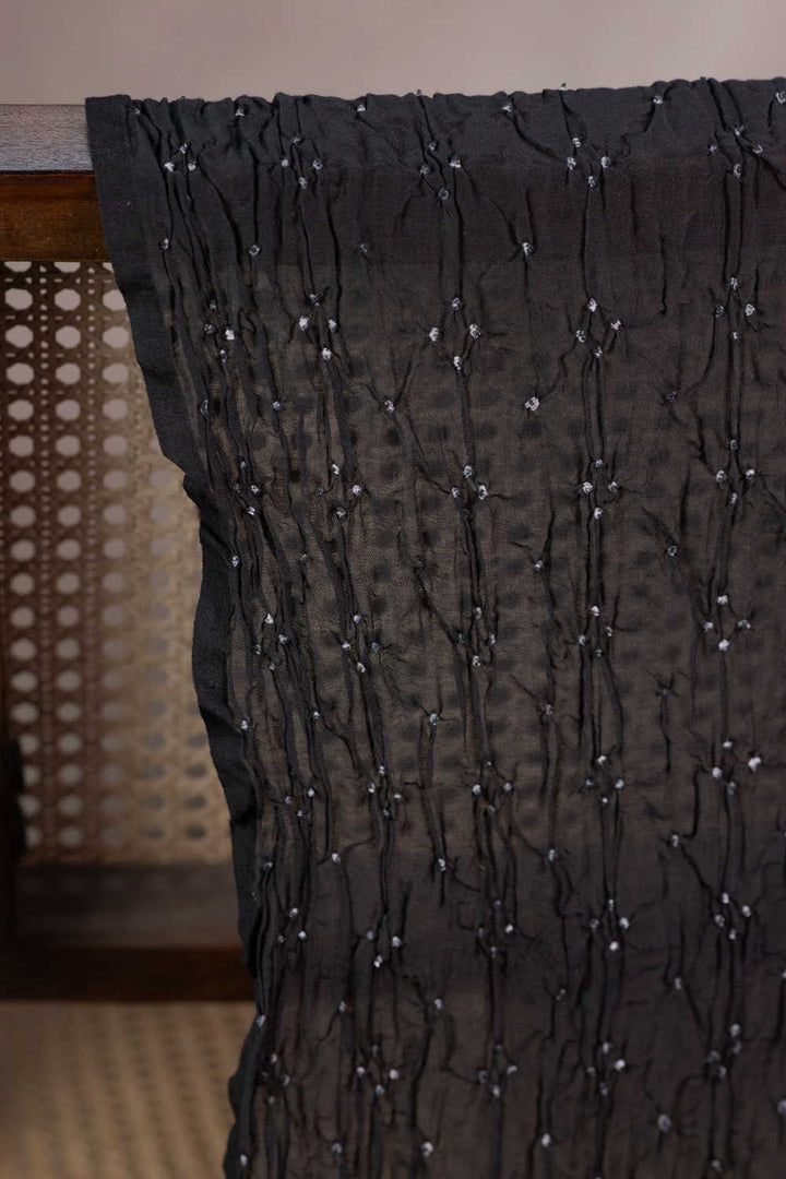 Moon Dot Bandhani Silk Cotton Fabric