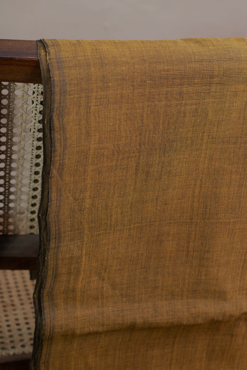 Yellowish Black Mangalagiri Cotton Fabric-0.55 m