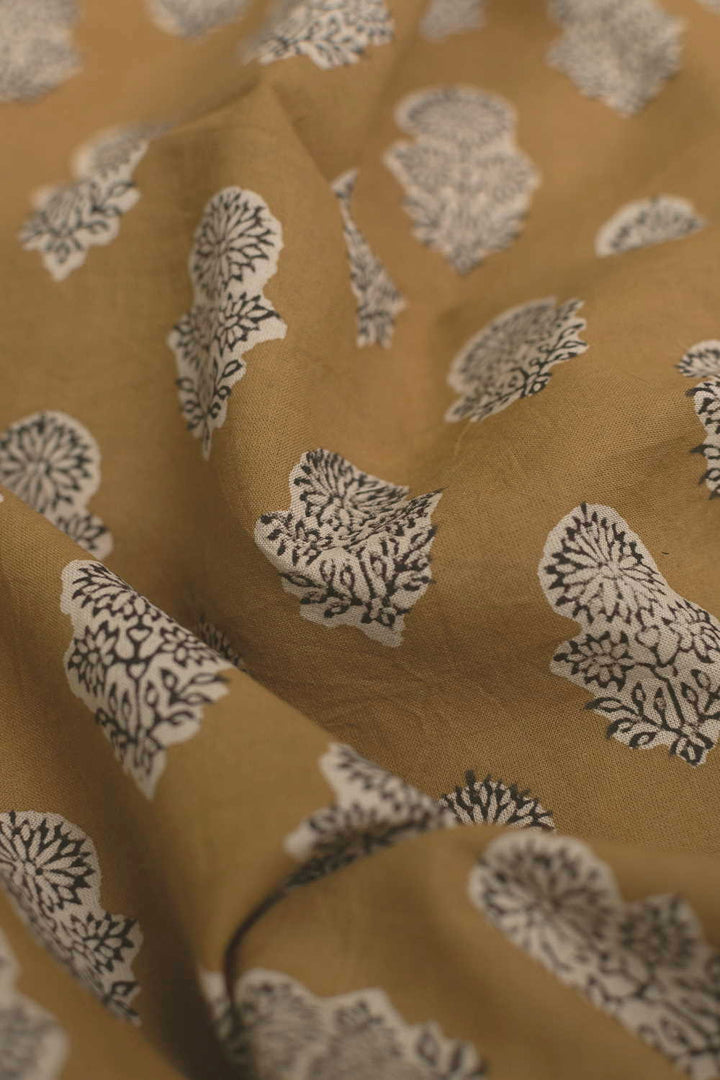 Mustard Yellow Bagru Cotton Fabric
