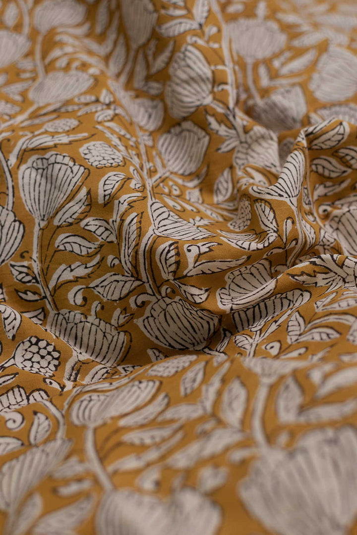 Yellow Garden Bagru Cotton Fabric - 0.5m