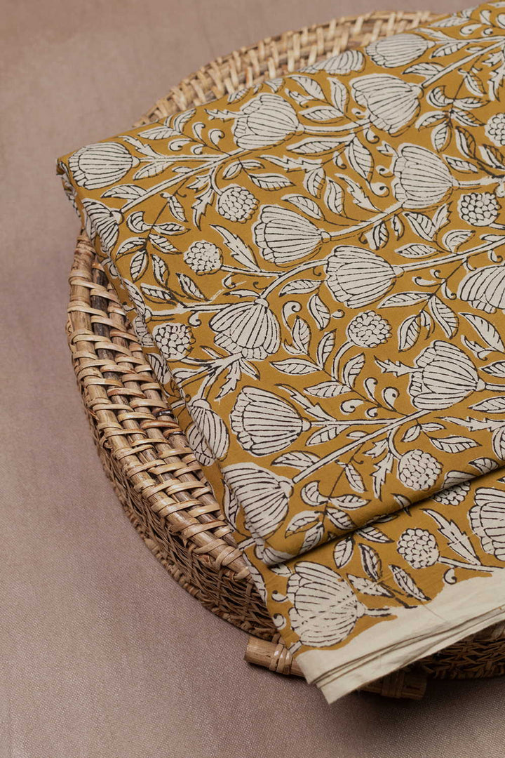 Yellow Garden Bagru Cotton Fabric