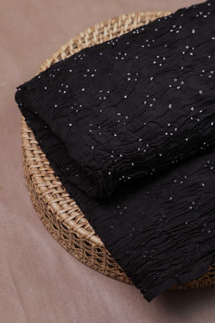 Moon Dot Bandhani Silk Cotton Fabric