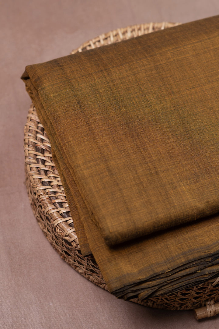 Yellowish Black Mangalagiri Cotton Fabric-0.55 m