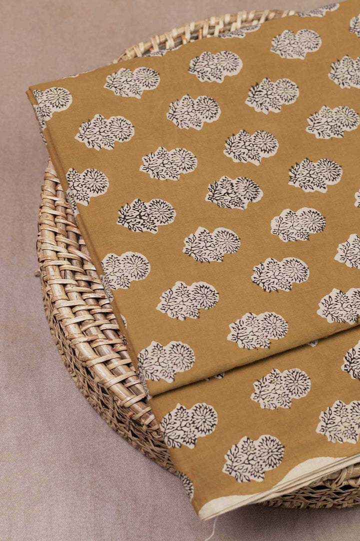 Mustard Yellow Bagru Cotton Fabric