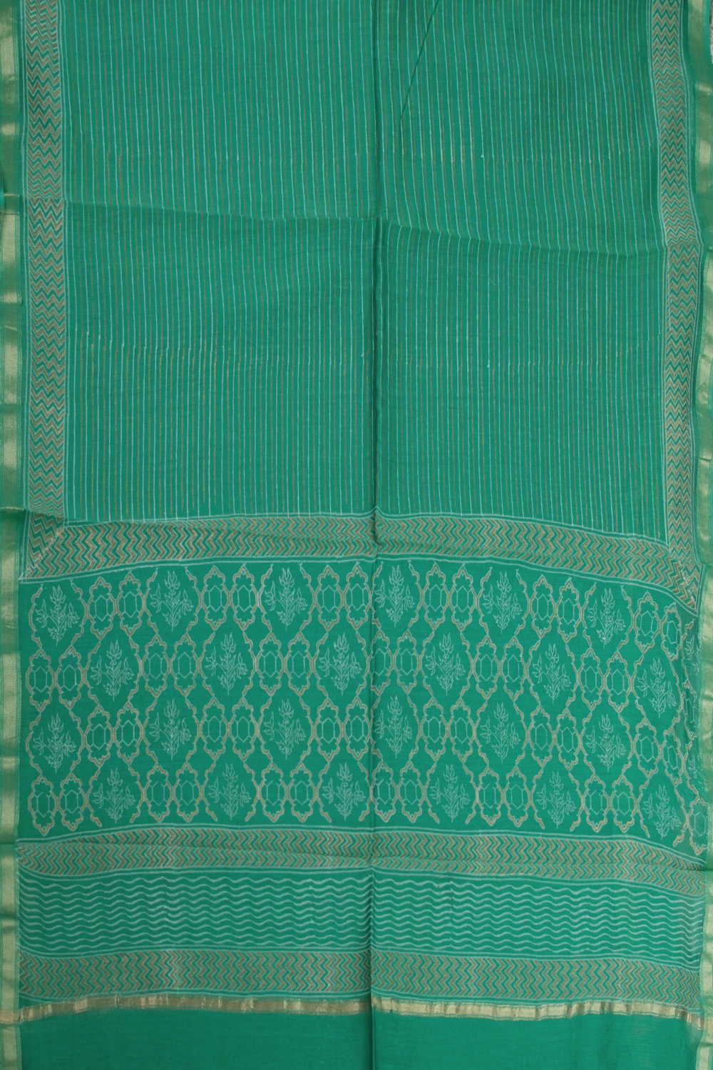 Green Block Printed Chanderi Dupatta