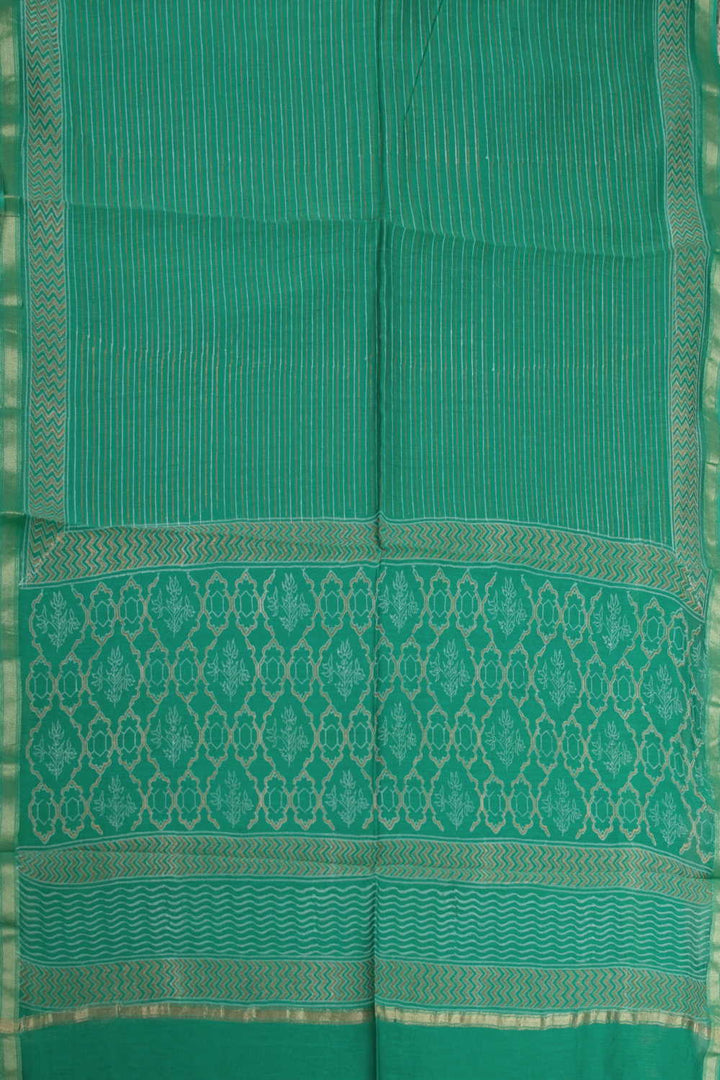 Green Block Printed Chanderi Dupatta