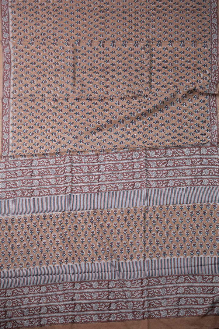 Block Printed Cotton Saree - Matkatus 