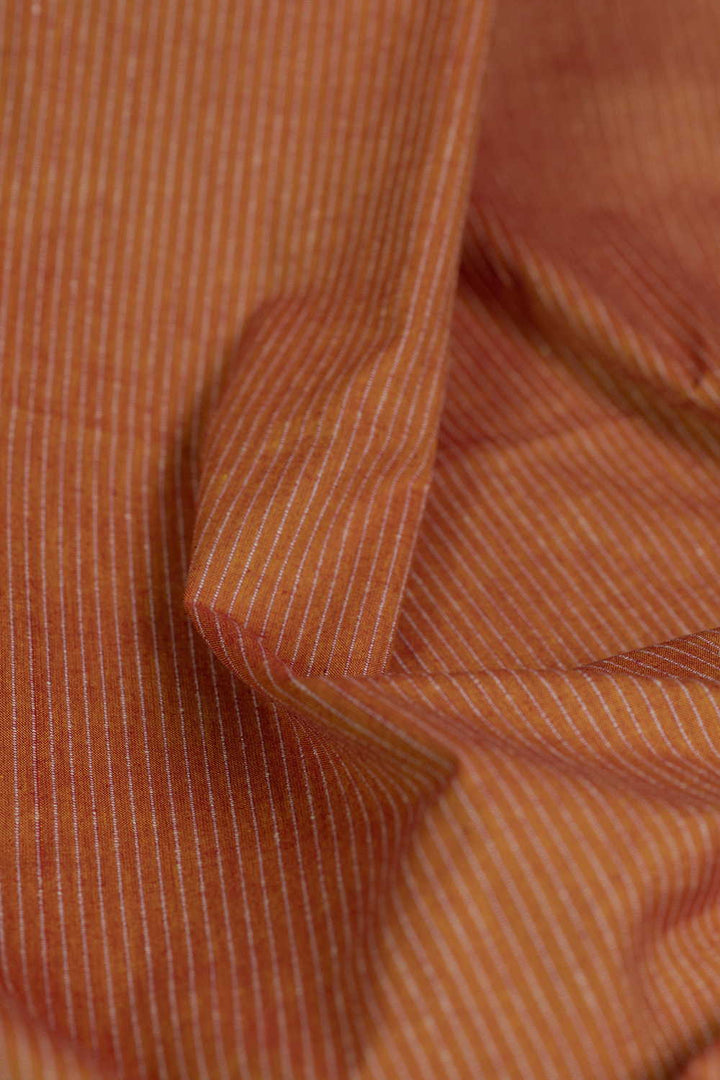 Orange Yarn Dyed Ribbed Cotton Fabric