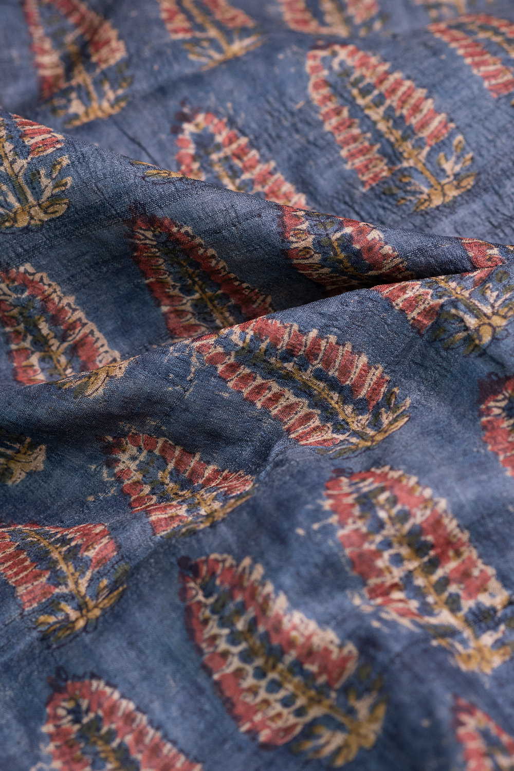 Block Printed Tussar Fabric - Matkatus 