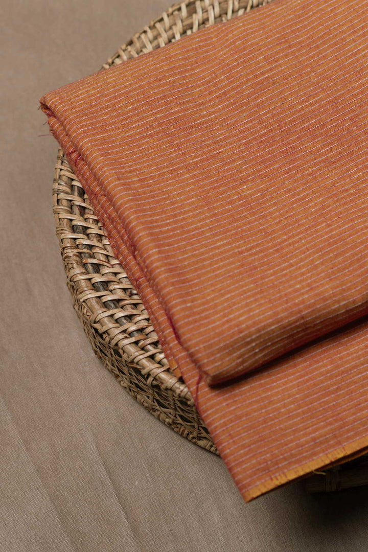Orange Yarn Dyed Ribbed Cotton Fabric