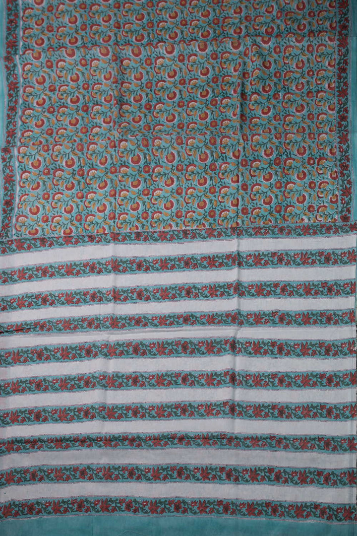 Block Printed Cotton Saree - Matkatus 