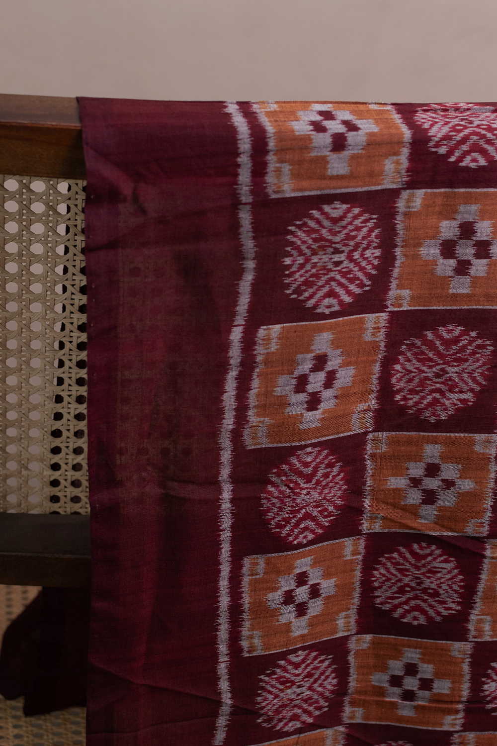 Mahogany Brown Orissa Ikat Cotton Fabric-1.5 m