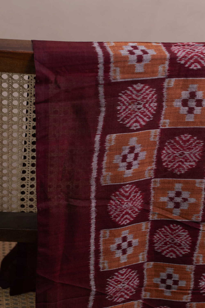 Mahogany Brown Orissa Ikat Cotton Fabric-1.5 m