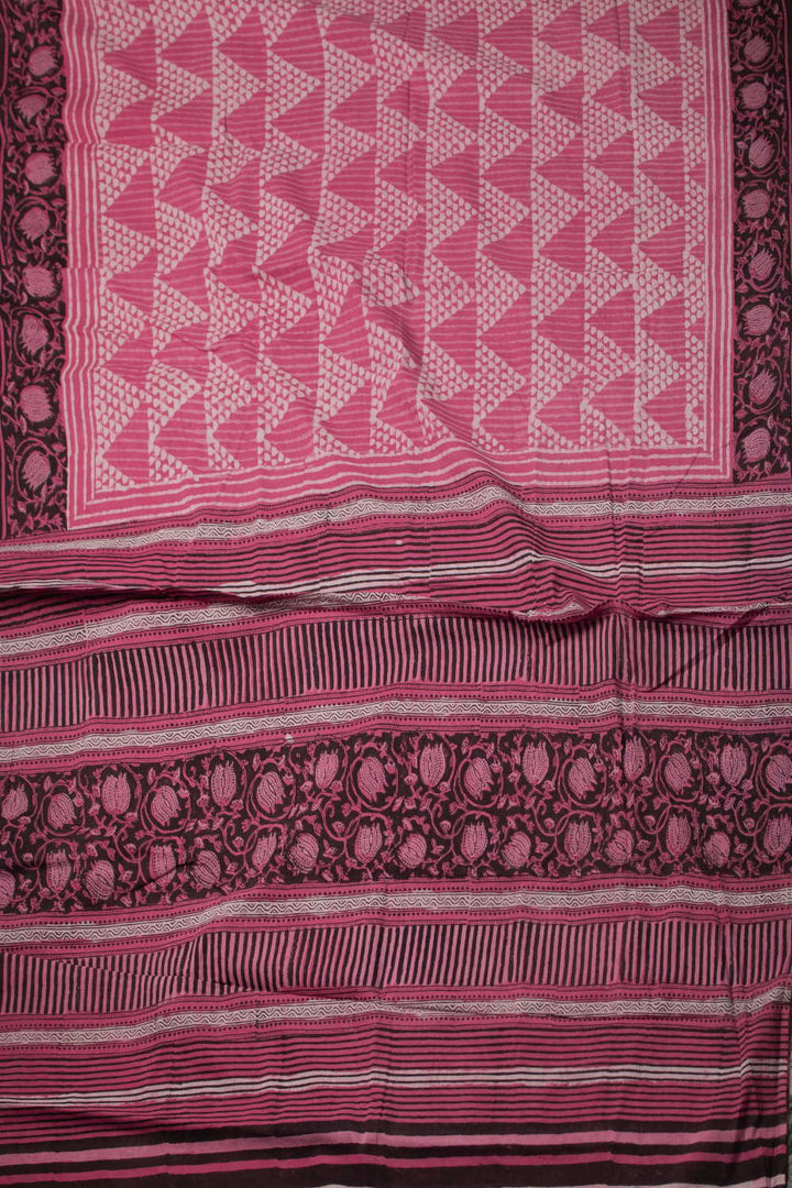Block Printed Cotton Saree - Matkatus 