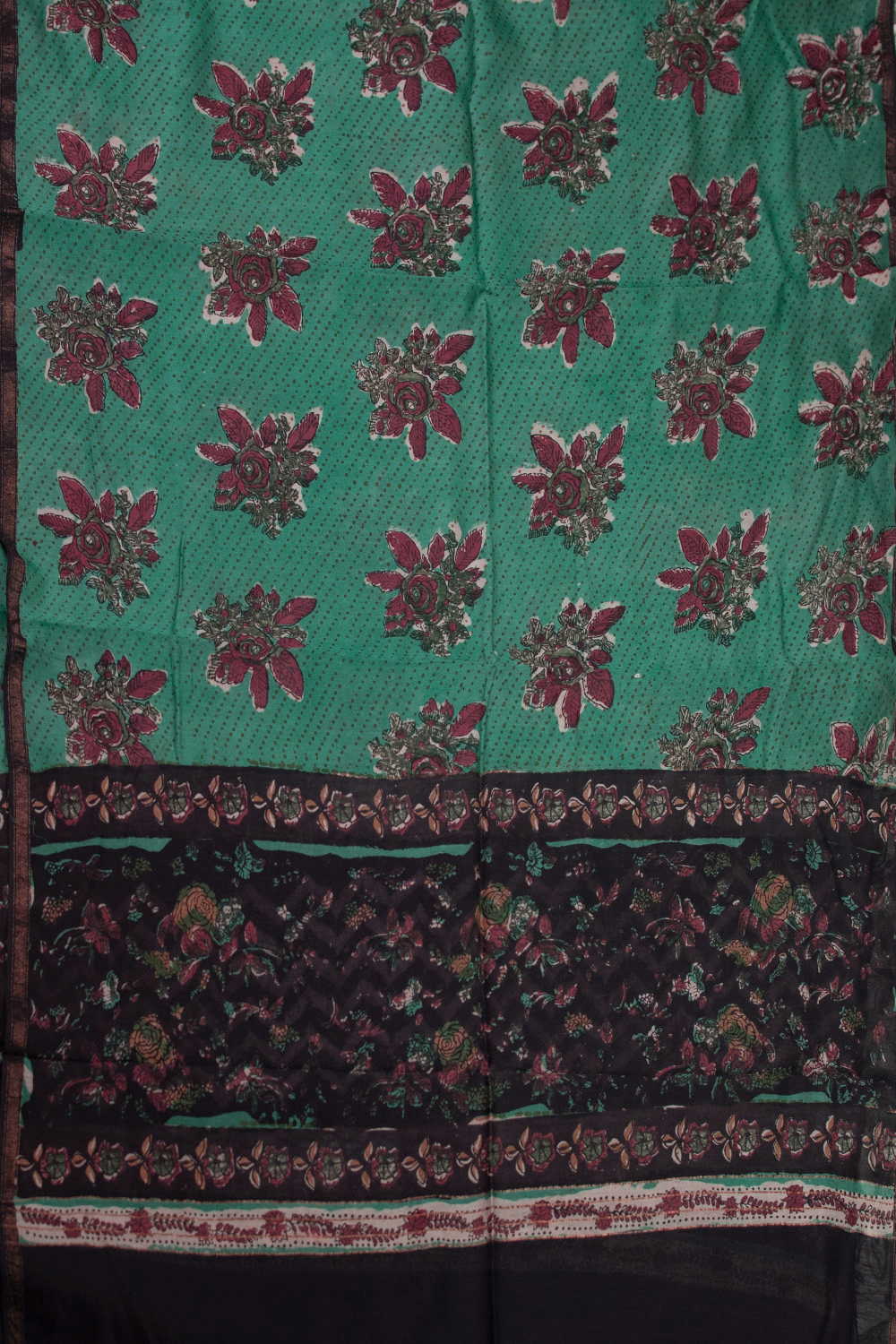 Green Block Printed Chanderi Dupatta