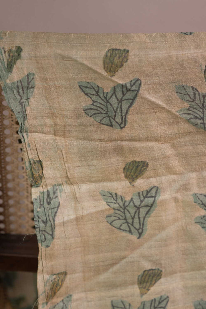 Block Printed Tussar Fabric - Matkatus 