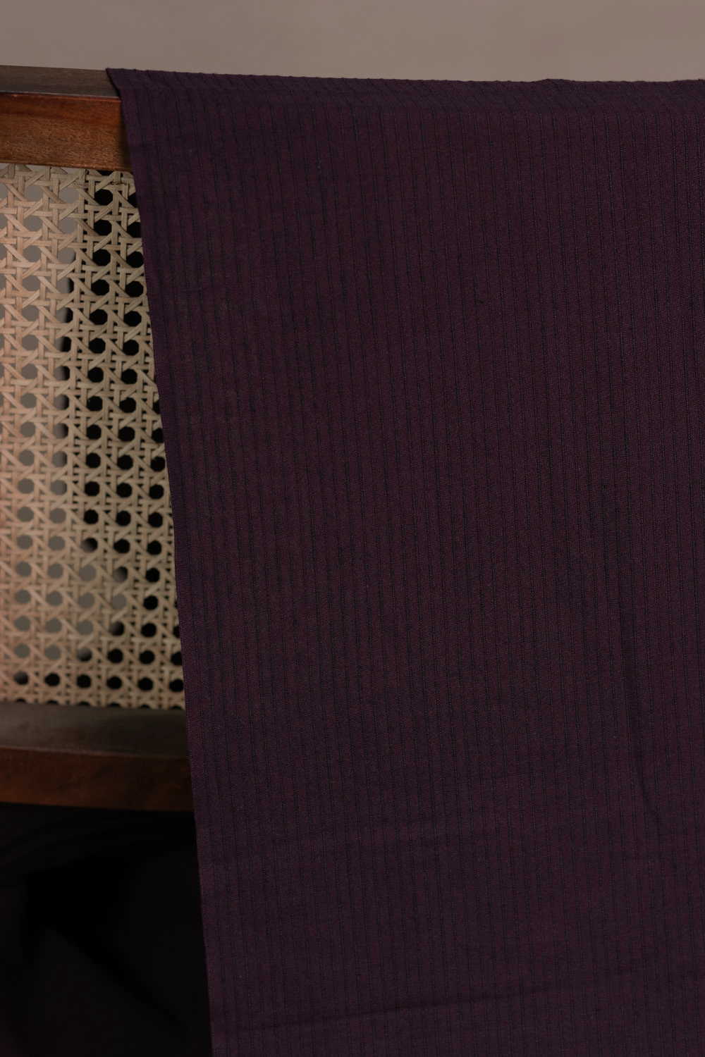 Wine Purple Yarn Dyed Ribbed Cotton Fabric