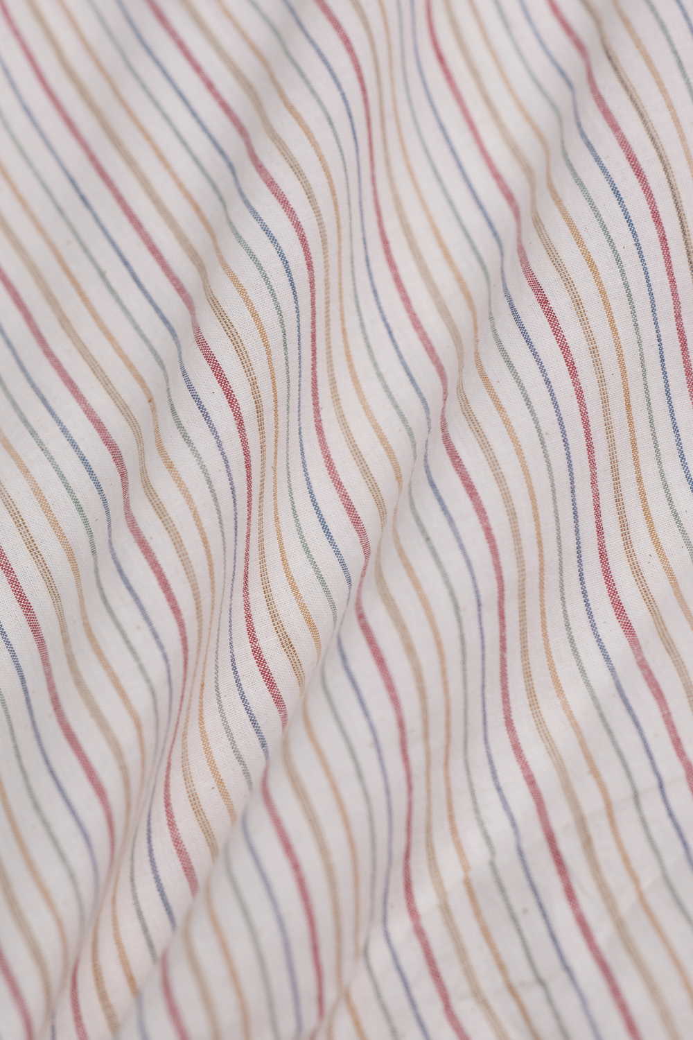 Stripes on Cream Handwoven Cotton Fabric