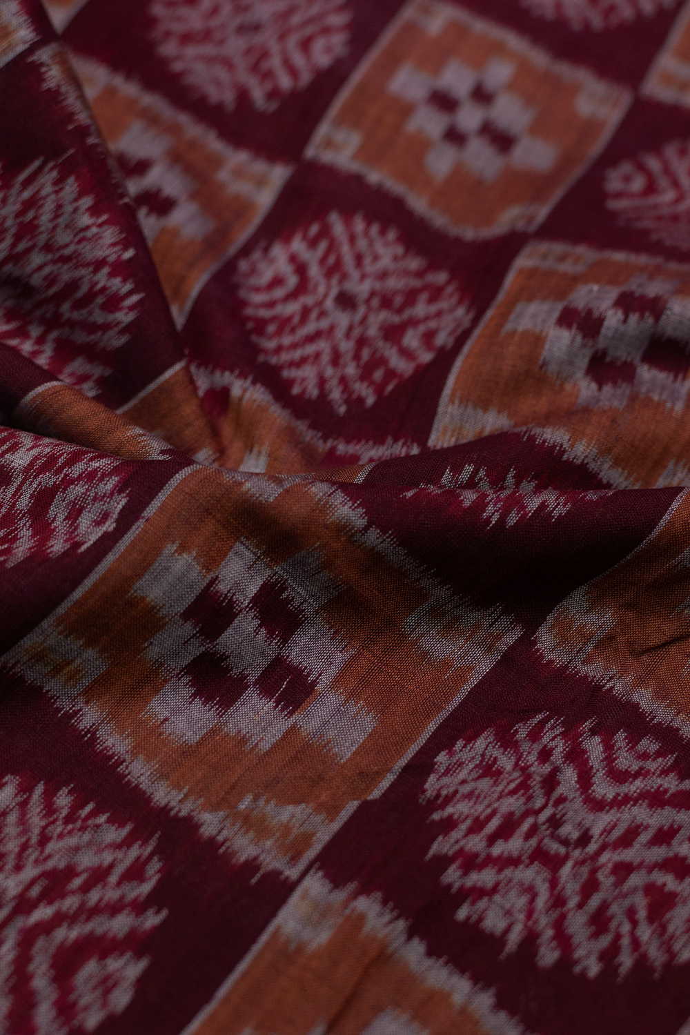 Mahogany Brown Orissa Ikat Cotton Fabric-1.5 m
