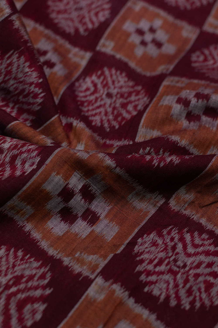 Mahogany Brown Orissa Ikat Cotton Fabric-1.5 m