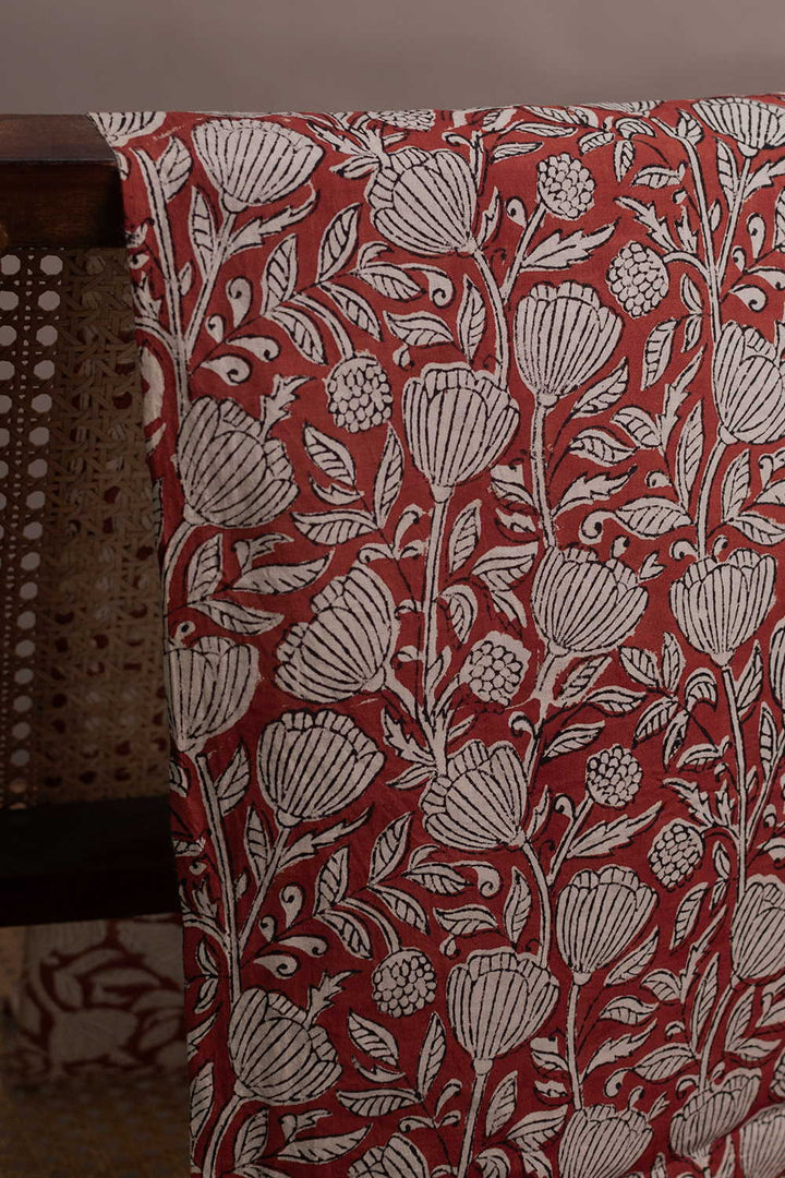 Ditzy Floral - Maroon Bagru Cotton Fabric
