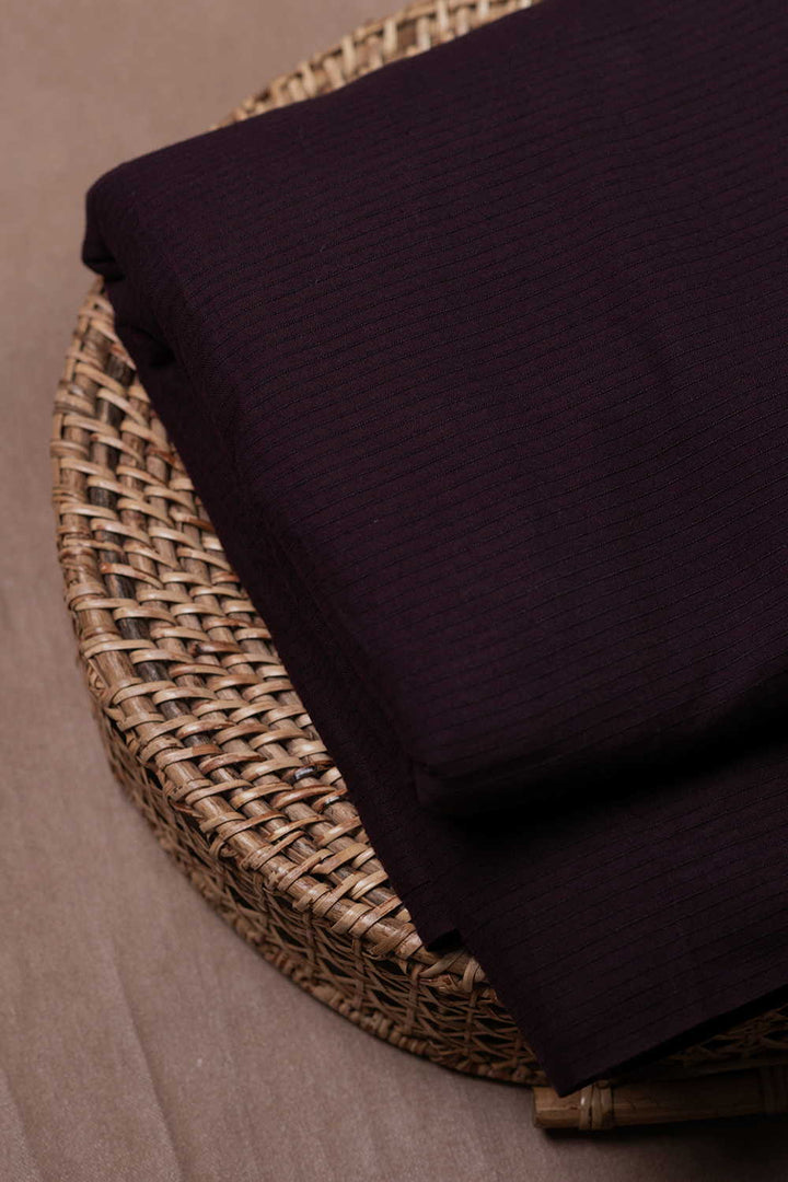 Wine Purple Yarn Dyed Ribbed Cotton Fabric
