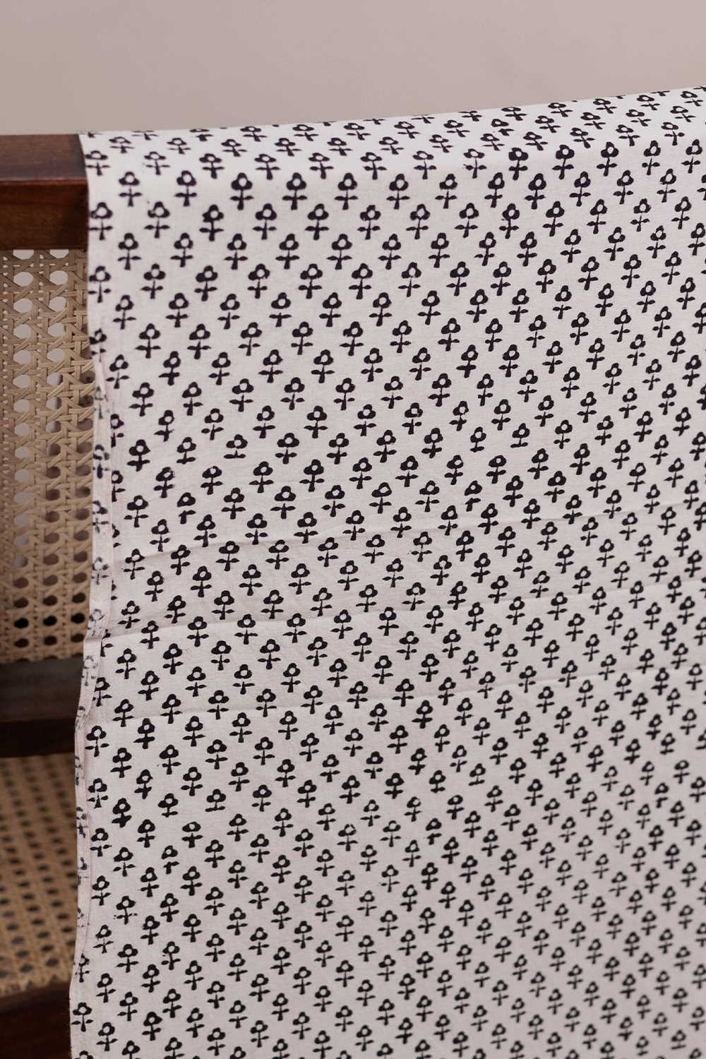 Cream with Little Motifs Bagh Cotton Fabric - 0.9m