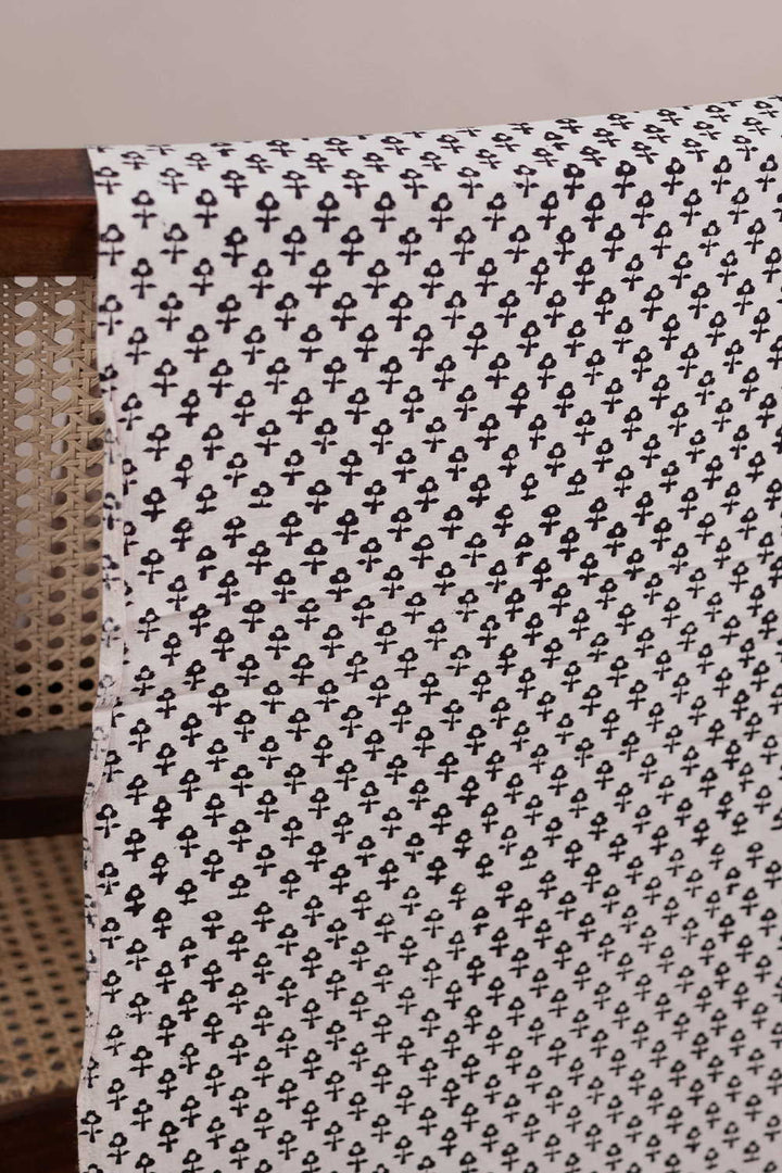 Cream with Little Motifs Bagh Cotton Fabric - 0.9m