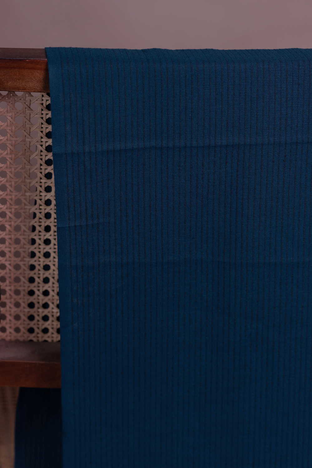 Blue Yarn Dyed Ribbed Cotton Fabric