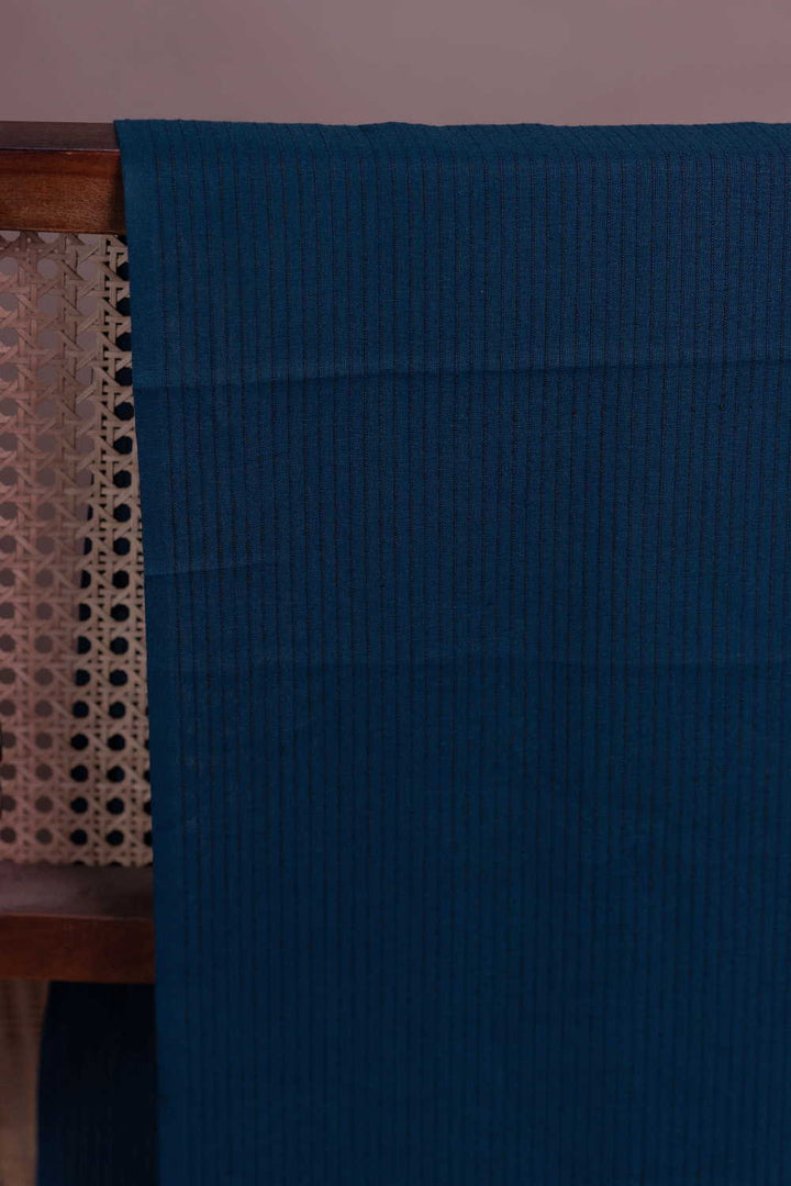 Blue Yarn Dyed Ribbed Cotton Fabric