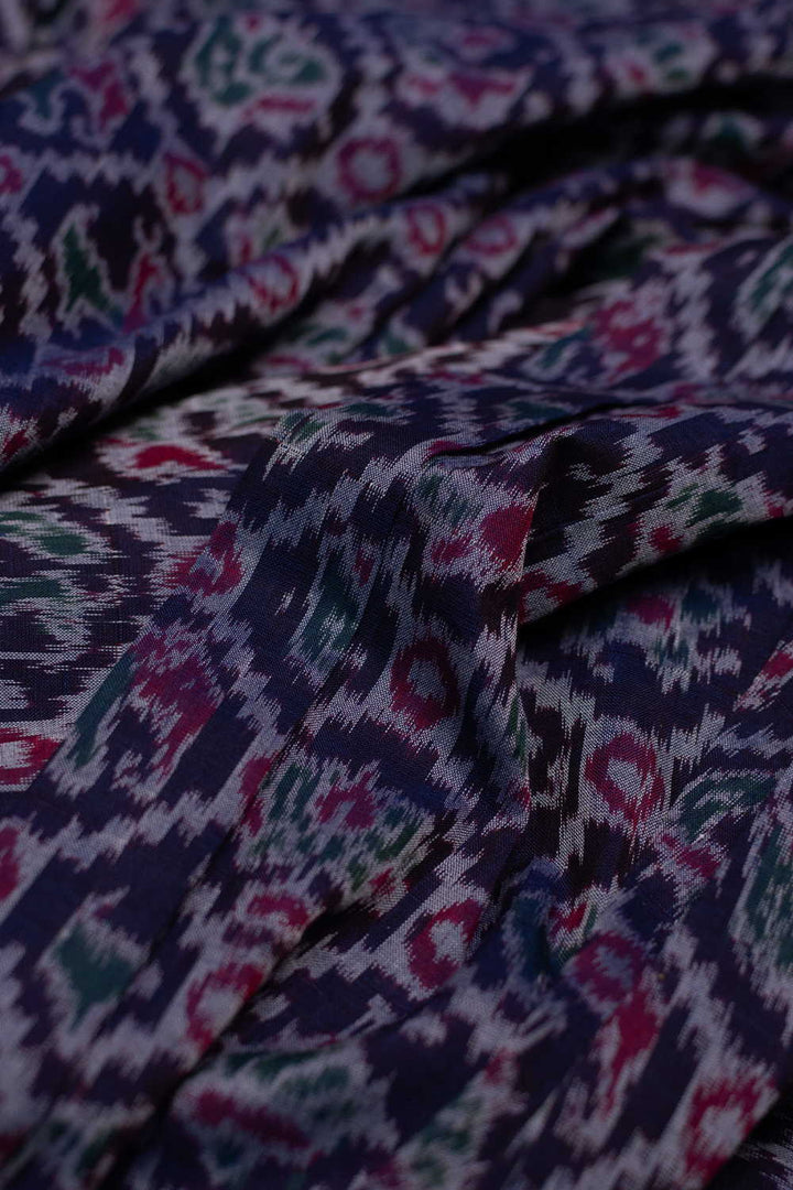 Dark Blue Orissa Ikat Cotton Fabric