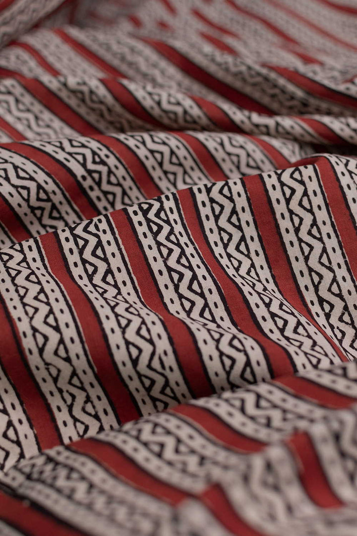 Stripe Pattern Bagru Cotton Fabric
