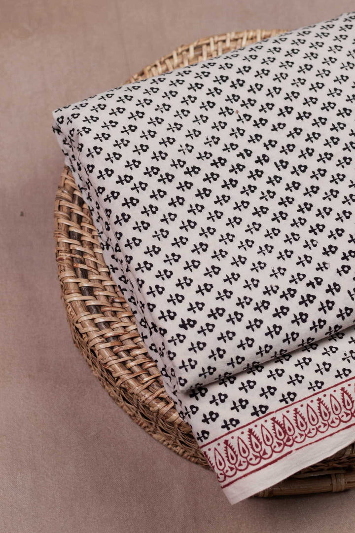 Cream with Little Motifs Bagh Cotton Fabric - 0.9m