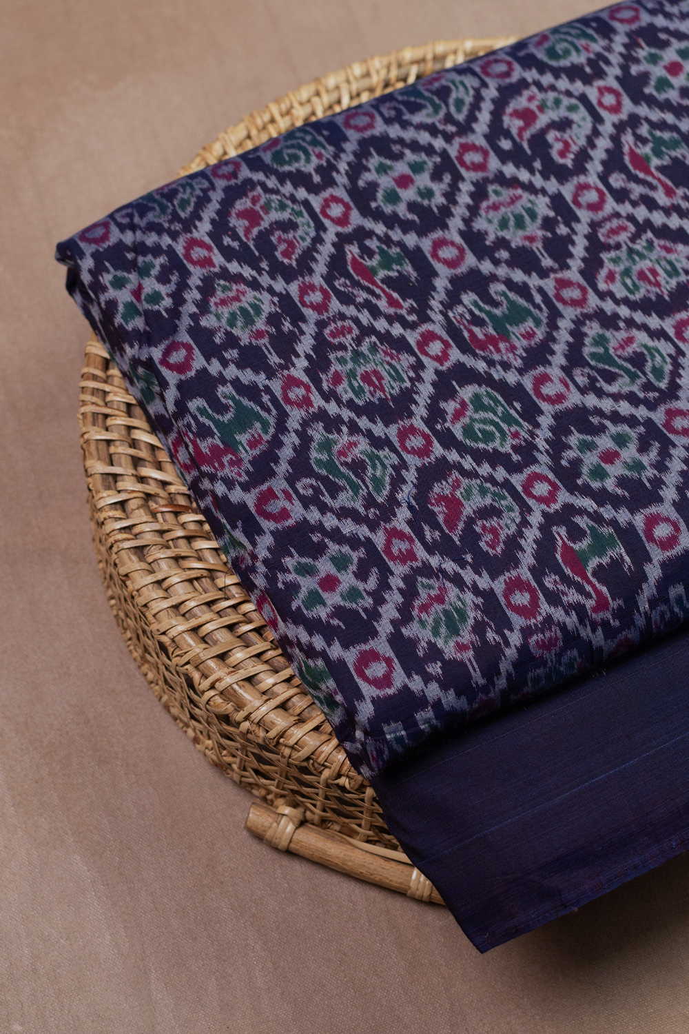 Dark Blue Orissa Ikat Cotton Fabric