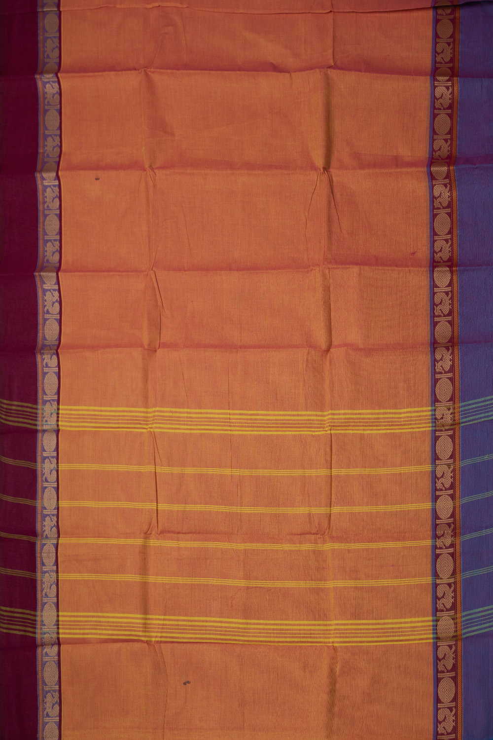 Dual Shaded Orange Kanchipuram Cotton saree